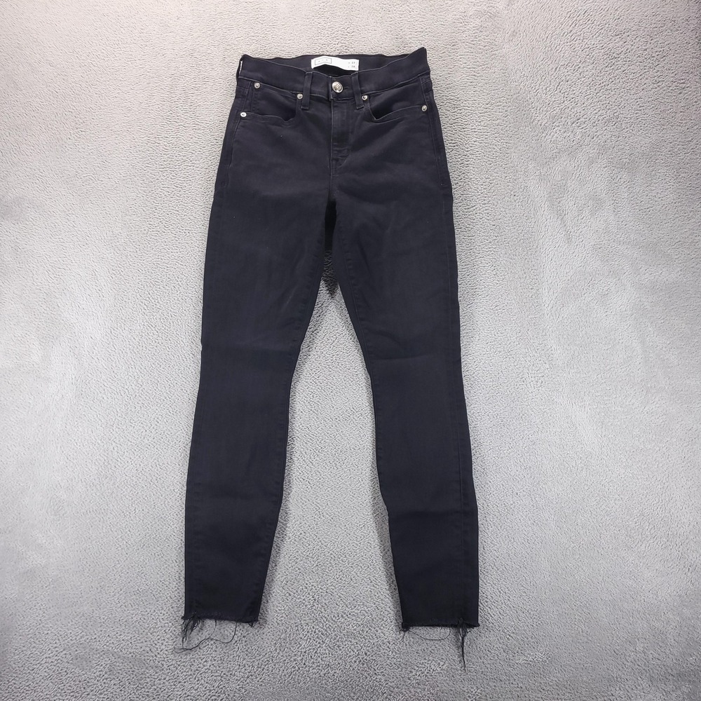 AYR Jeans Womens 27 Black High Rise Skinny Raw Hem Stretch Dark Wash Ankle